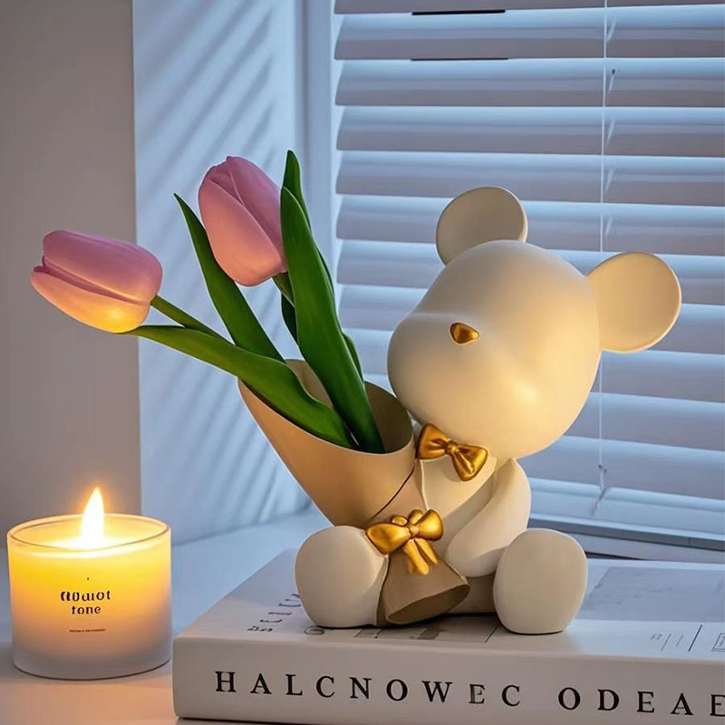 Cute Mini Little Bear Vase Cre - Florist Supply Vases review and price