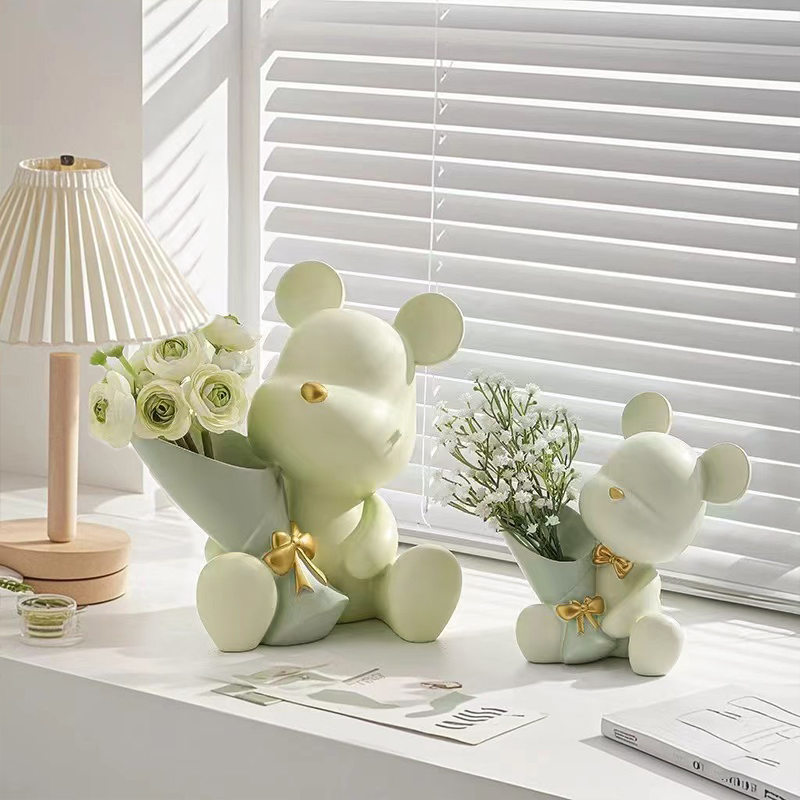 Cute Mini Little Bear Vase Cre - Florist Supply Vases review and price
